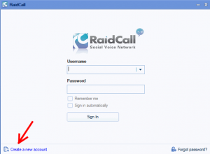 RaidCall Create Account